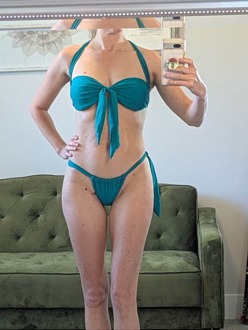 Brazilian Multiway Bikini Swimsuit Emerald Sexy Cheeky Thong Wrap Tie Medium